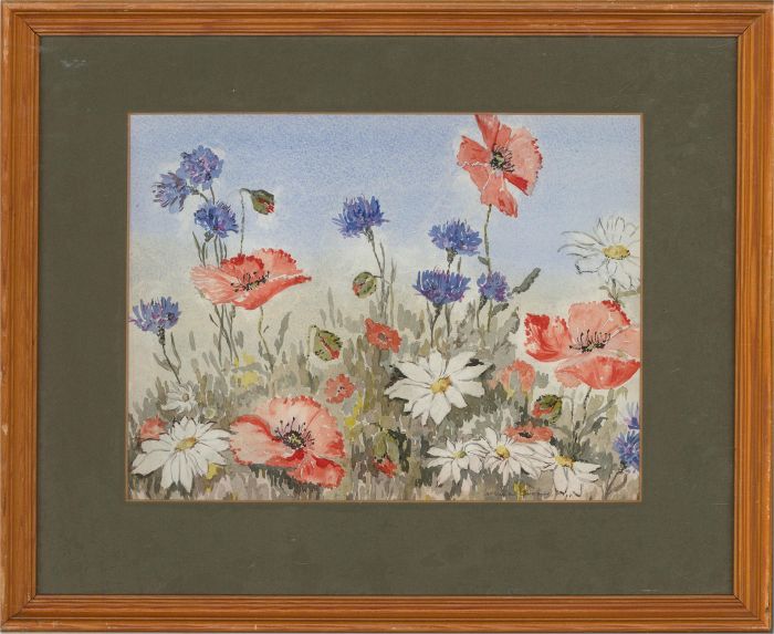 Norma I. Cooper - 20th Century Watercolour, Poppies, Daisies and other Flowers