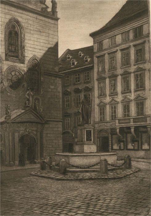 Marie Adler (1863-1947) - Late 19th Century Etching, Franziskanerplatz, Vienna