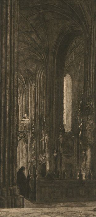 Marie Adler (1863-1947) - Late 19th Century Etching, Maria am Gestade, Vienna