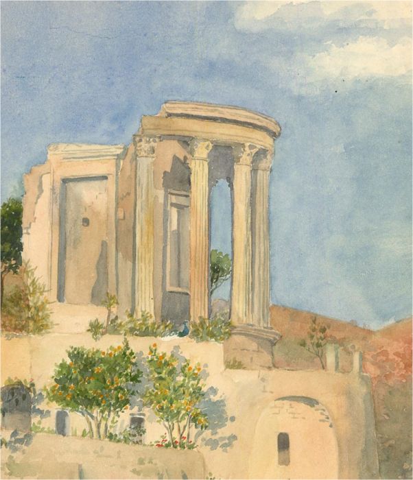 Early 20th Century Watercolour - Ruined Temple