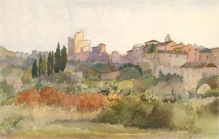 Early 20th Century Watercolour - Italian Village