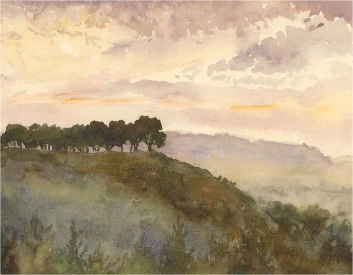 Early 20th Century Watercolour - Dusk Landscape