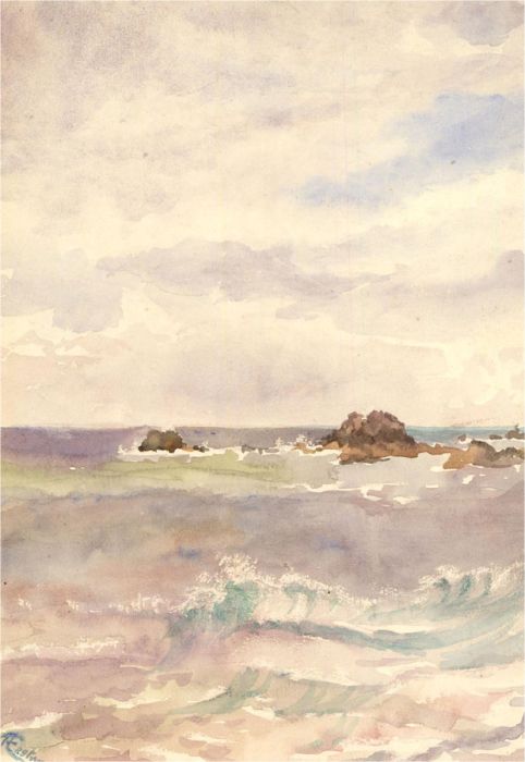 Early 20th Century Watercolour - Across the Waves