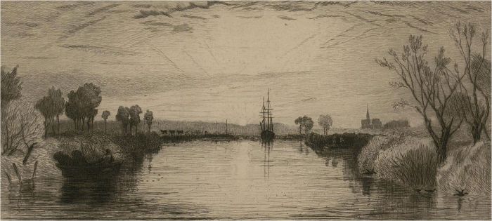 Leon Gaucherel (1816-1886) after J.M.W. Turner - 1878 Etching, River Scene