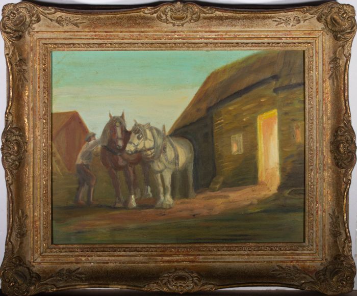 Mary Searle - Early 20th Century Oil, The End of the Day