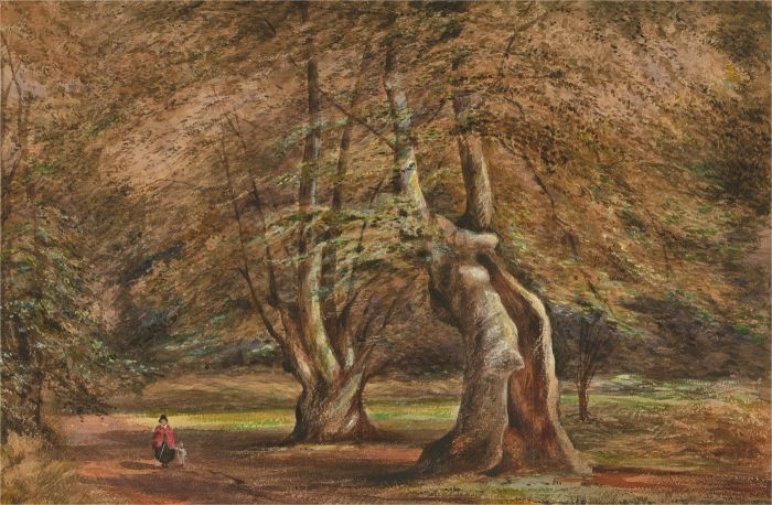 Mid 20th Century Watercolour - Autumnal Walk