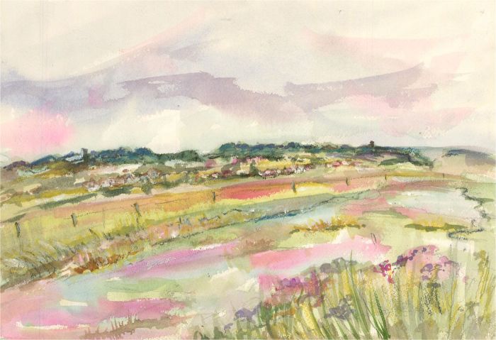 Diana M. Perowne (1934-2020) - 1959 Watercolour, Saltmarsh, Norfolk