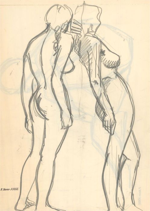Francois Xavier Josse - A Pair of 20th Century Graphite Drawings, Nude Studies