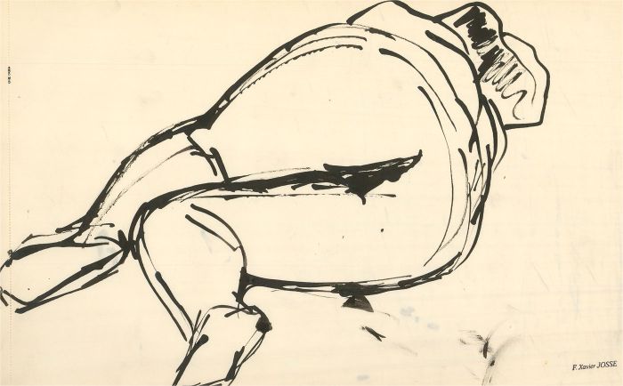 Francois Xavier Josse - A Pair of 20th Century India Inks, Nude Studies