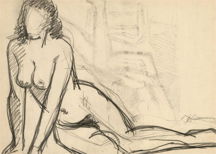 Francois Xavier Josse (1910-1991) - Charcoal Drawing, Spiritual Momentum