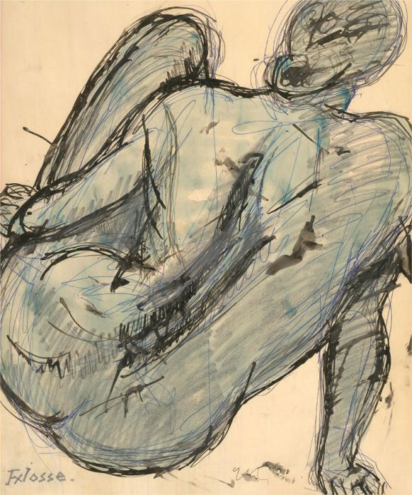 Francois Xavier Josse (1910-1991)- Pen and Ink Drawing, Nude Study