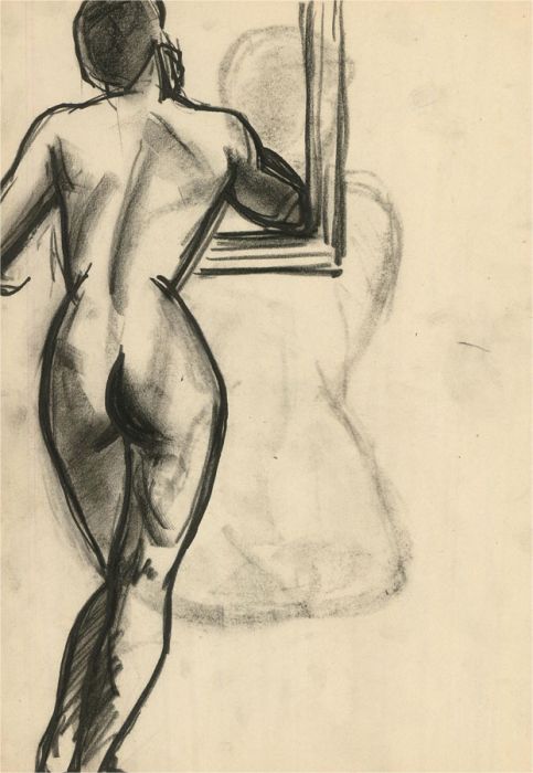Francois Xavier Josse (1910-1991) - 20th Century Charcoal Drawing, The Window