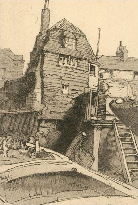 E. Philip Pimlott ARE (1871-1960) - Early 20th Century Etching, Riverside Houses