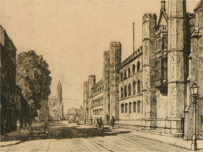F. Knight - Early 20th Century Etching, Corpus Christi College