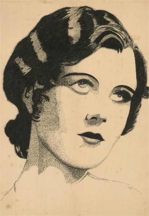 N.K. Day - 20th Century Pen and Ink Drawing, Portrait of a Lady