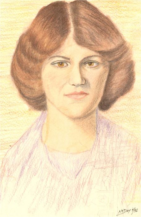 N.K. Day - 1996 Coloured Pencil, Portrait of Woman