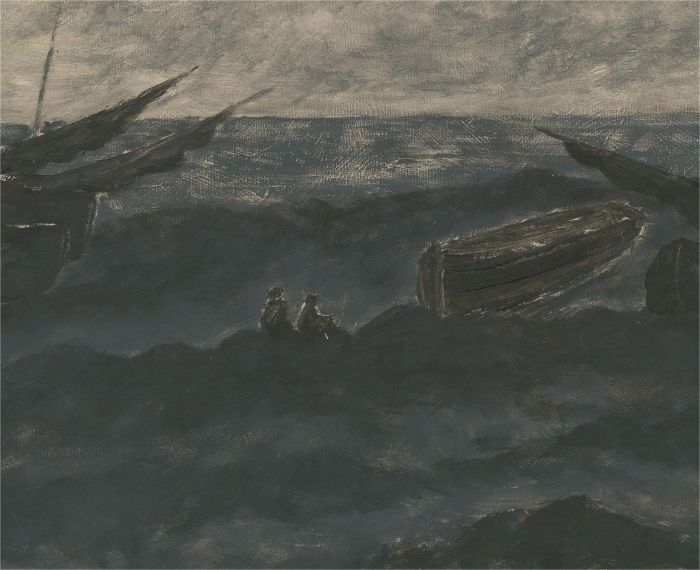 Mid 20th Century Oil - Stormy Sea