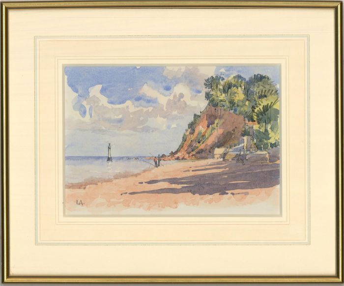 L. A.  - 20th Century Watercolour, Beach Scene