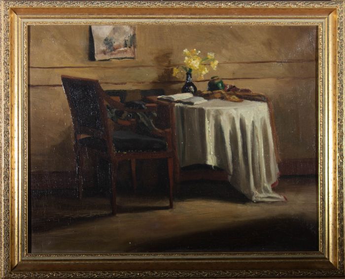 C.C.H - Early 20th Century Oil, A Quiet Corner