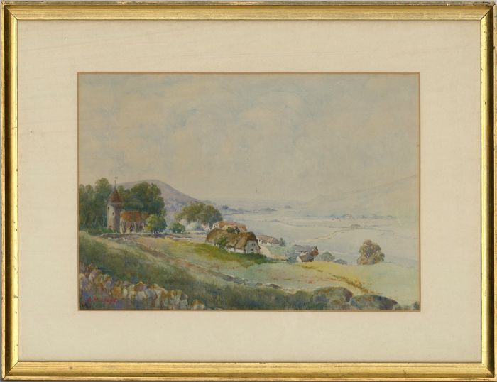 A.M. Lloyd - 1930 Watercolour, Southease, East Sussex
