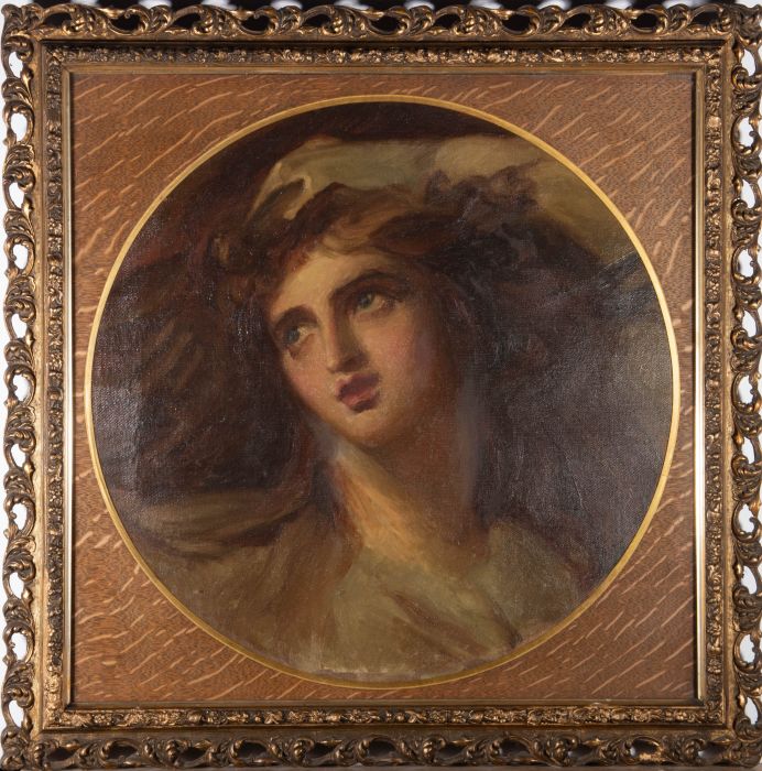 After Romney (1734-1802) - Early 20th Century Oil, Lady Hamilton as Cassandra