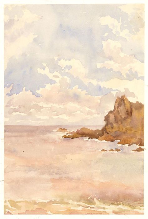 Double-Sided Early 20th Century Watercolour - Landscape and Seascape