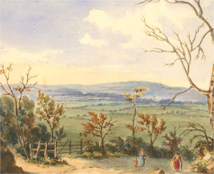 1833 Watercolour - Longcot and Uffington from Kingston Lisle