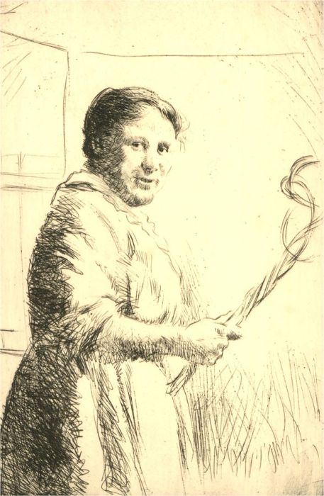 Abbe van Soloman (1883-1955) - Signed Early 20th Century Etching, The Charwoman