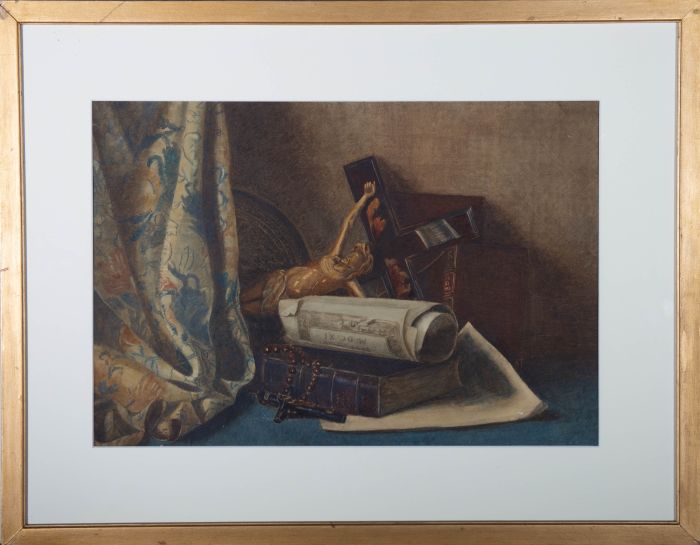 Early 20th Century Watercolour - Still Life with Religious Artefacts