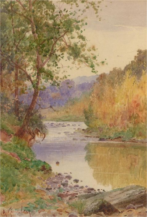 Albert Kinsley (1852-1945) - Early 20th Century Watercolour, A River, Yorkshire