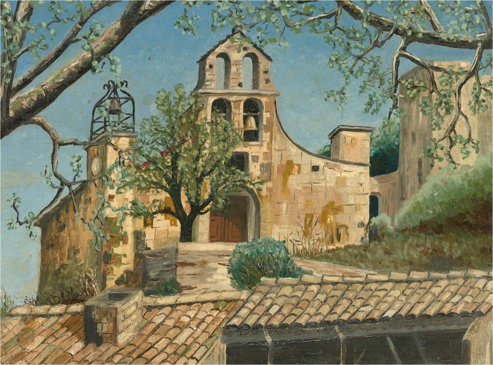 Mid 20th Century Oil - Church in Provence