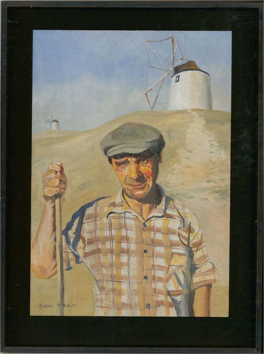 Gordon Metcalfe (b.1935) - 1996 Oil, The Windmill Keeper, Portugal
