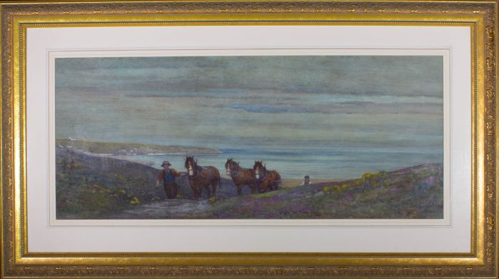 Jane Utley (fl.1910-1930)  - Large 1927 Watercolour, The Coastal Road