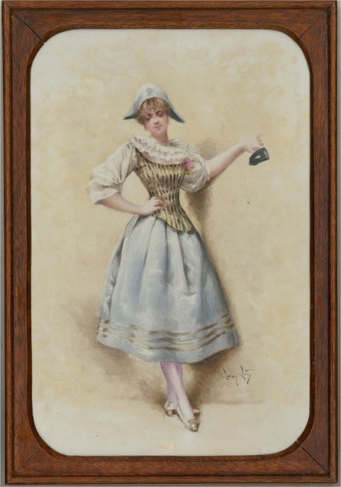 Lucien Levy  - Early 20th Century Oil, Girl in Costume