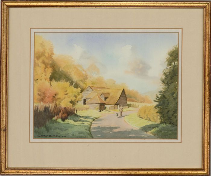 Laurence T. Peace - Contemporary Watercolour, A Man and His Dog