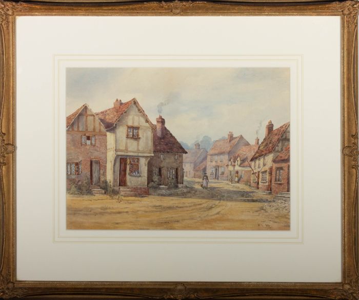 F.L.B. - Late 19th Century Watercolour, Village Street