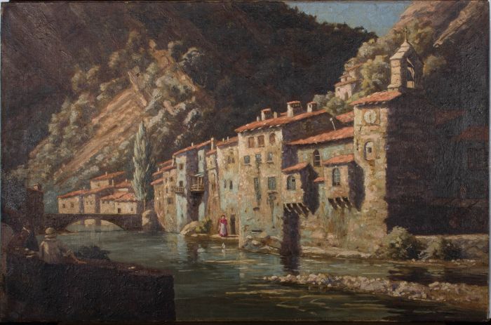 L. Tomkins - 1955 Oil, Italian Vista