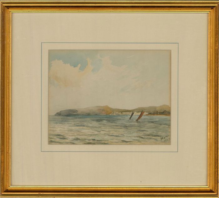 Henry S.W. Eyre (1872-1937) - 1927 Watercolour, Swanage from Boscombe