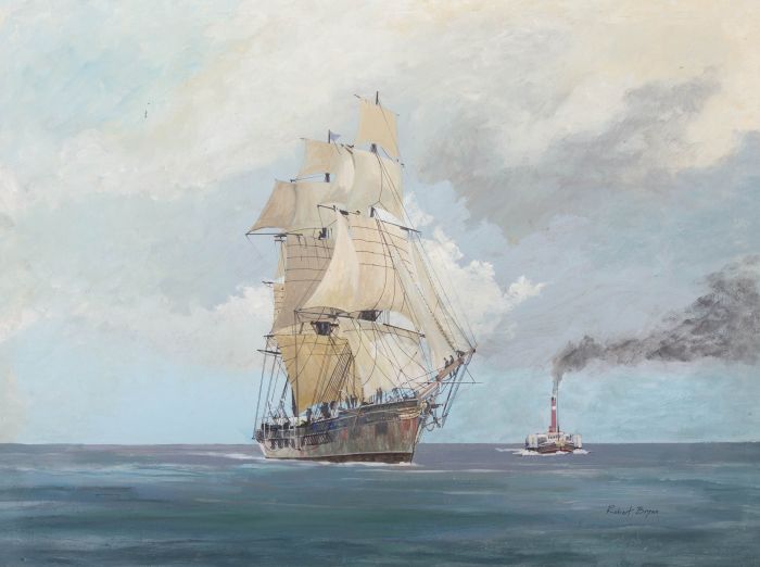 Robert Bryan - Contemporary Oil, Frigate under Full-Sail