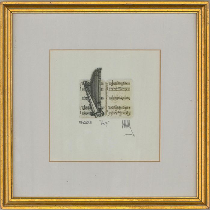 Contemporary Etching - Harp