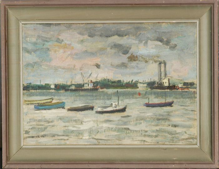 Hugh Boycott Brown (1909-1990) - 20th Century Oil, Industrial Docks