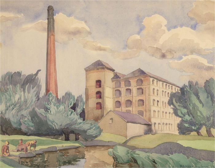 M.B. Alexander - Mid 20th Century Watercolour, Children Playing at the Pond