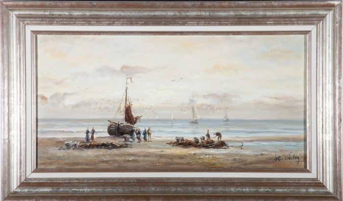 H. Vader  - Early 20th Century Oil, As the Ships Come In