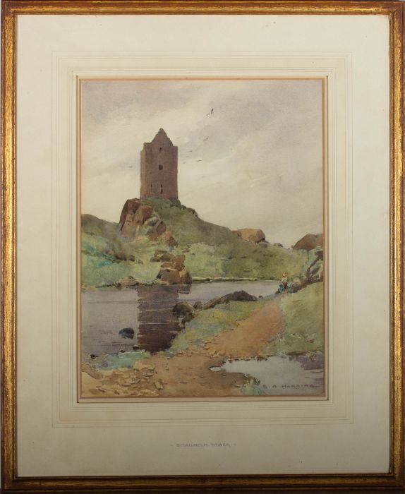 S. A. Harding  - Early 20th Century Watercolour, Smailholm Tower