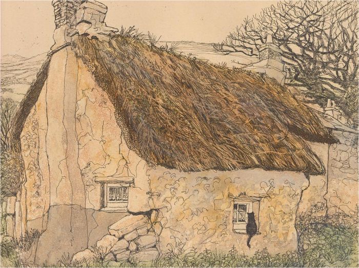 Sue Lewington - 1988 Etching, Tom's Cottage
