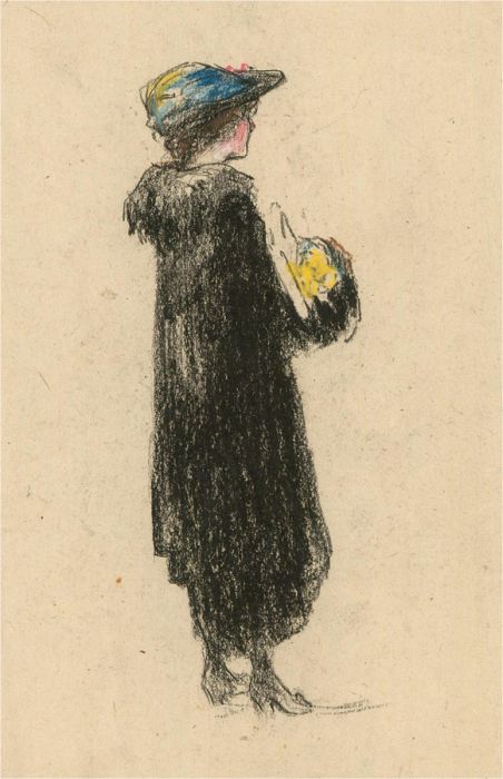 William Monk RE (1863-1937) - Early 20th Century Charcoal Drawing, Lady in Black