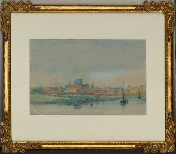 H.B. Simpson - 1883 Watercolour, York Minster from the Foss