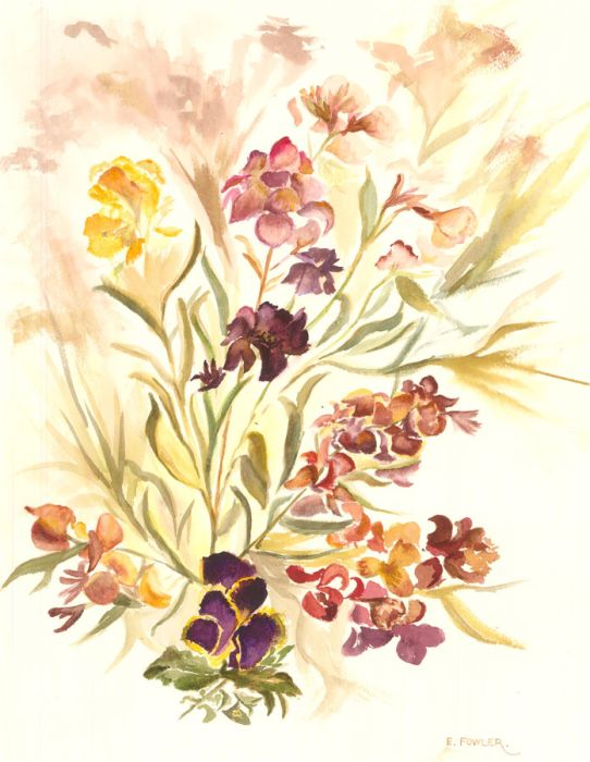 E. Fowler - Contemporary Watercolour, Autumnal Blooms