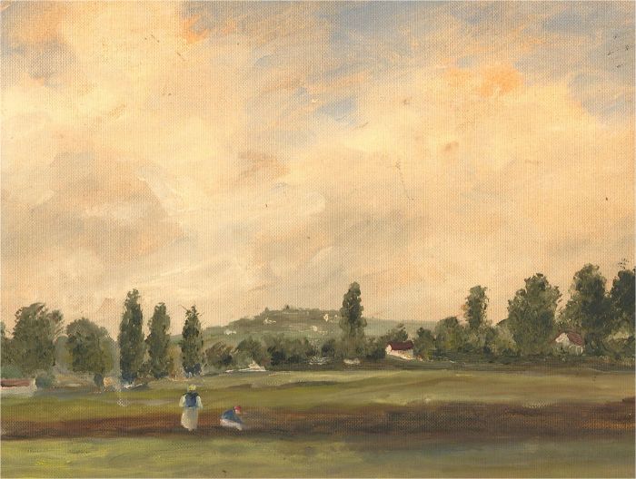Mid 20th Century Oil - Green Fields