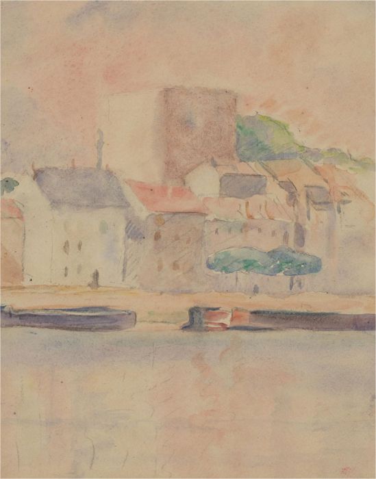 1928 Watercolour - The Harbour in Summer
